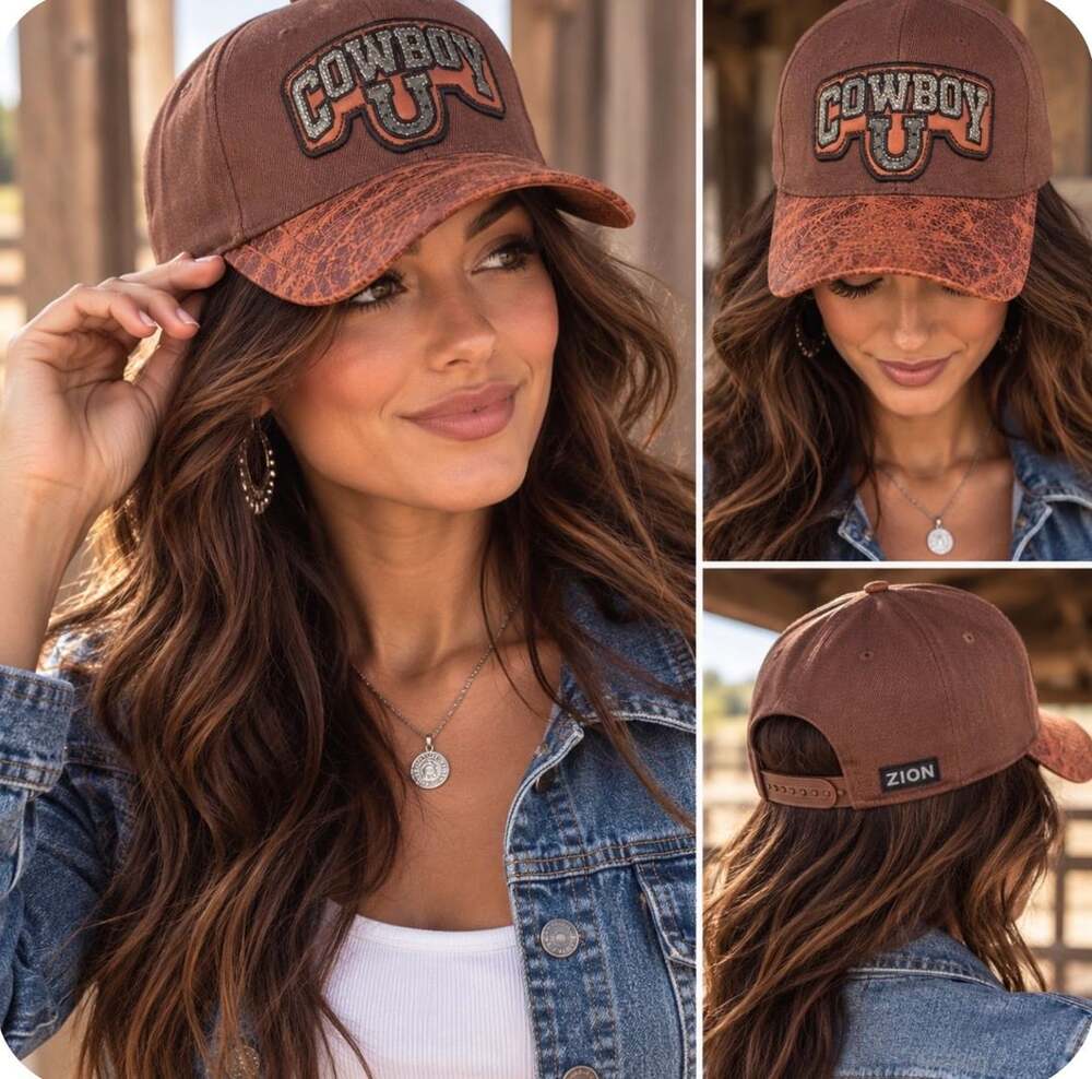 ZION Cowboy U Western Trucker Hat Brown Snapback Cap NWT Rodeo Ranch